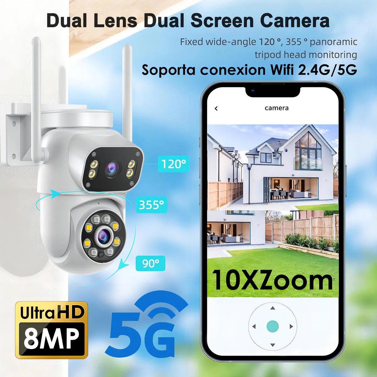 Cámara de Vigilancia exterior MVPsmart DQ8 de 360° PTZ y 8 MP Full HD con 30% de DESCUENTO