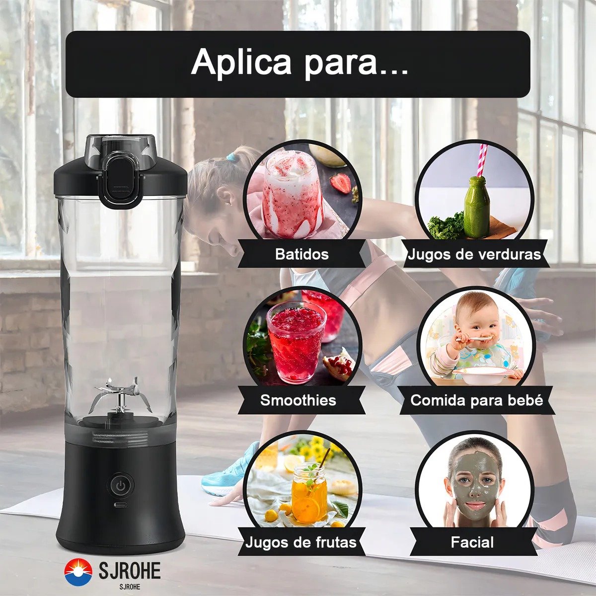 Extractor de Jugos eléctrico Portátil de 600 mL con 66% de DESCUENTO