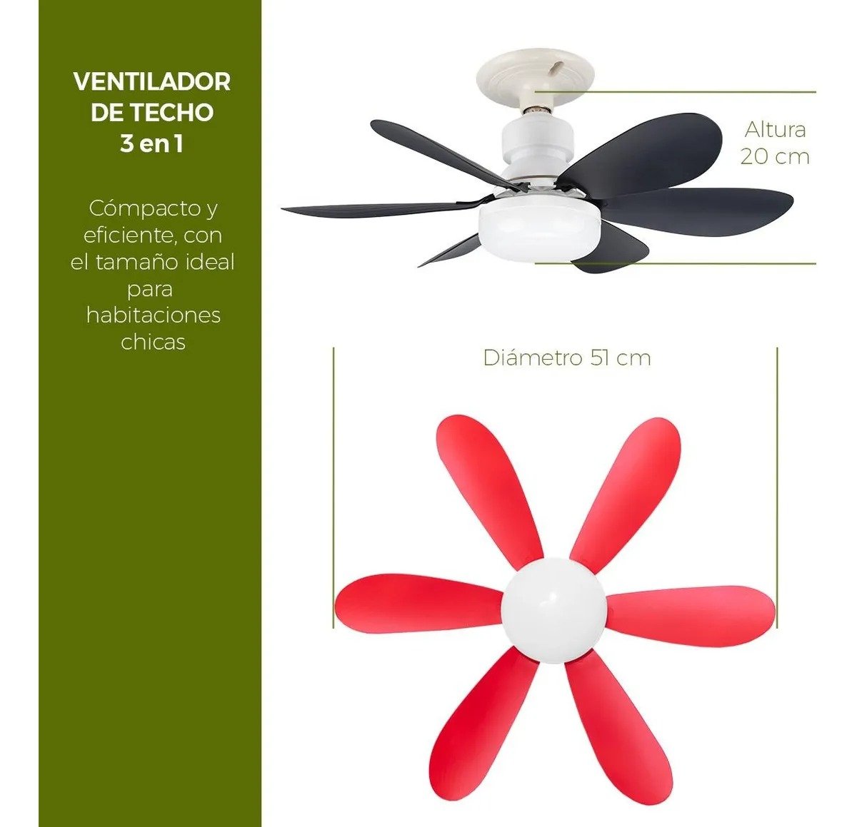 Ventilador Abanico de Techo tipo Lámpara marca Flor con 40% de DESCUENTO