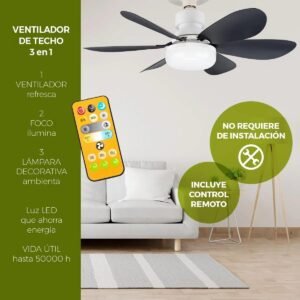 Home ventilador abanico de techo tipo lámpara con control remoto marca flor con 40% de descuento