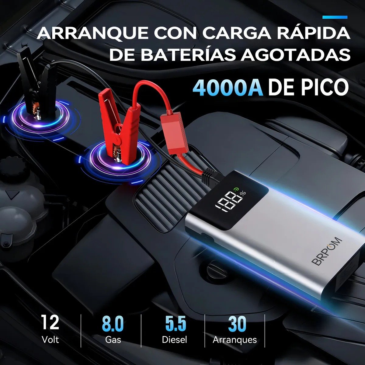 Arrancador portátil BRPOM con 4000 Amperio con 45% de DESCUENTO