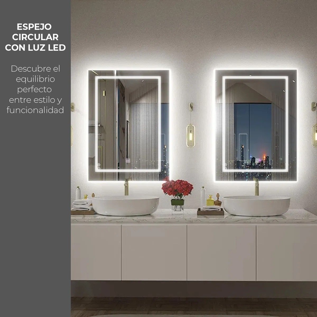 Espejo de Luz Led Touch con marco con 62% de DESCUENTO