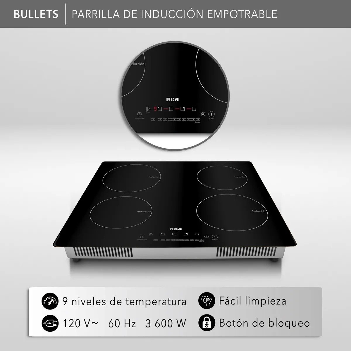 Parrilla de Inducción Empotrable RCA con 43% de DESCUENTO