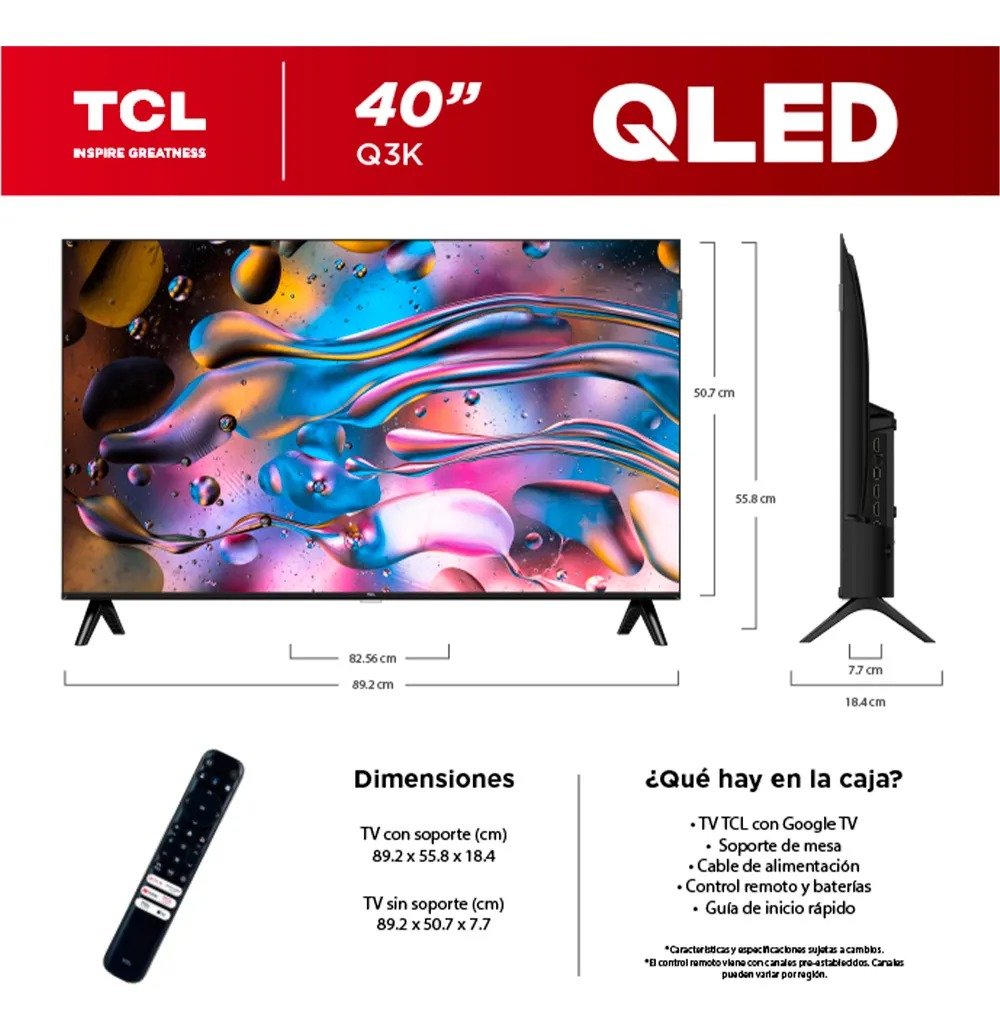 Televisor TCL Q3k Qled de 40 pulgadas con 22% de DESCUENTO