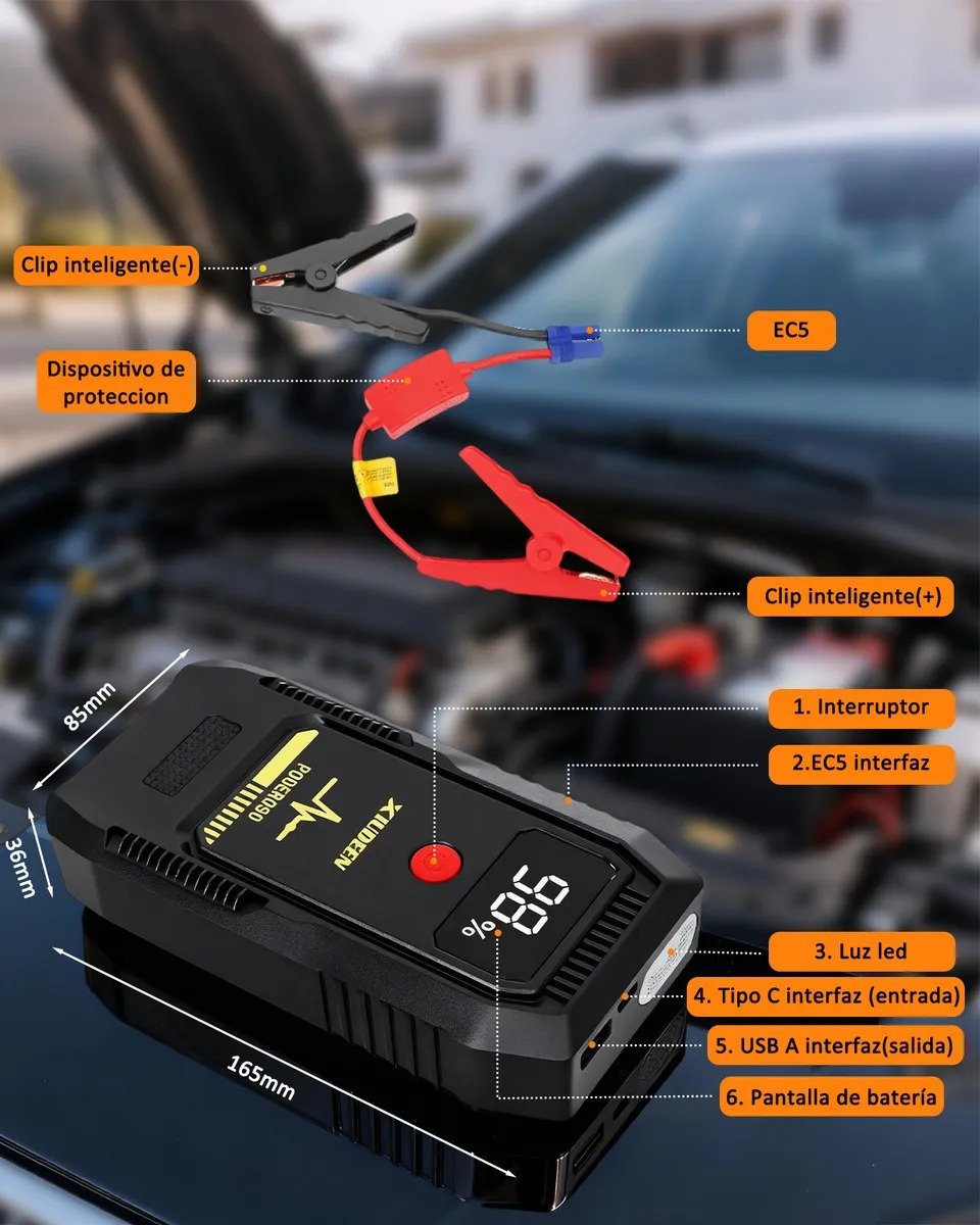 Arrancador de Batería de Auto Portátil Xiudeen con 61% de DESCUENTO