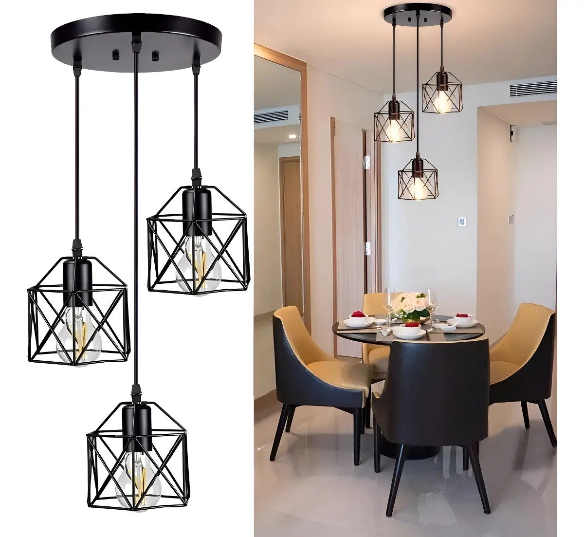 Lámpara Colgante de Techo de 3 Luces Keepouter con 39% de DESCUENTO