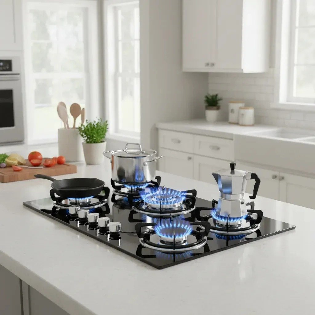 Parrilla de Gas Empotrable de mesa XIUDEEN con 5 quemadores con 24% de DESCUENTO