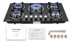 Home parrilla de gas empotrable de mesa xiudeen con 5 quemadores con 24% de descuento