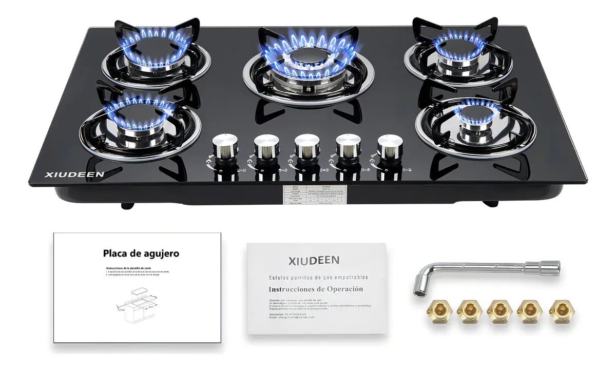 Parrilla de Gas Empotrable de mesa XIUDEEN con 5 quemadores con 24% de DESCUENTO