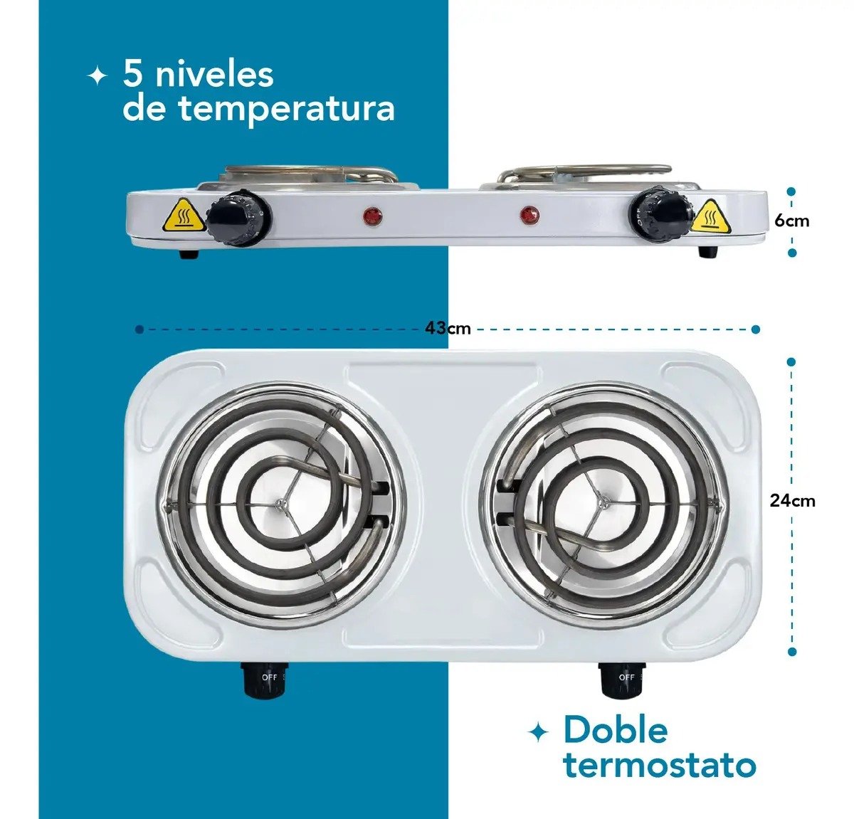 Home Parrilla Eléctrica SHTARK con Dos Quemadores con 51% de DESCUENTO