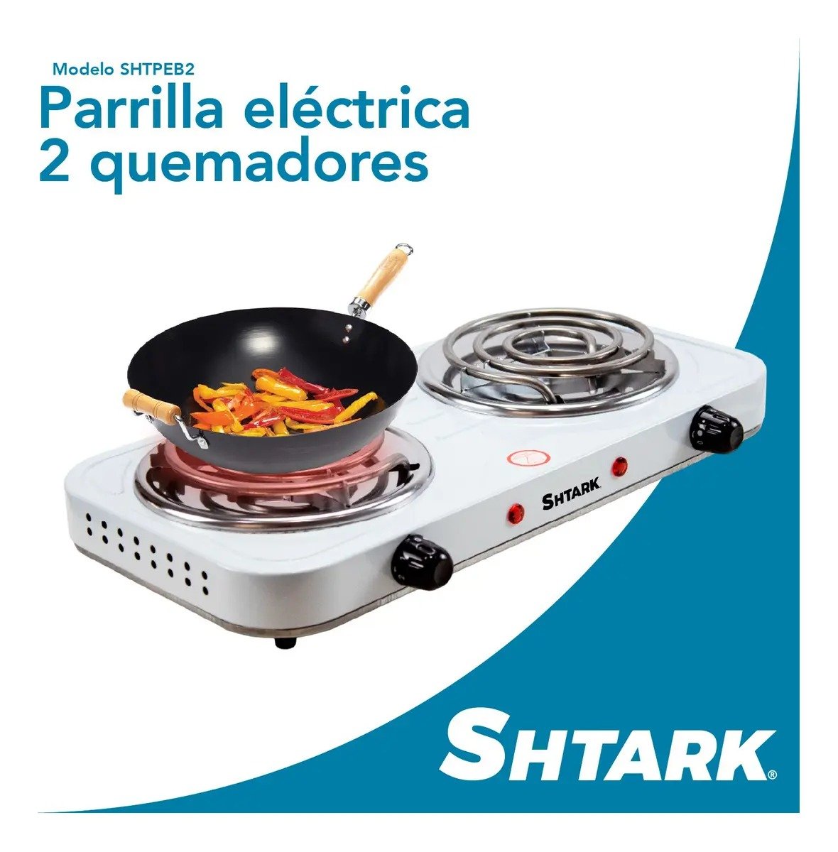 Home Parrilla Eléctrica SHTARK con Dos Quemadores con 51% de DESCUENTO