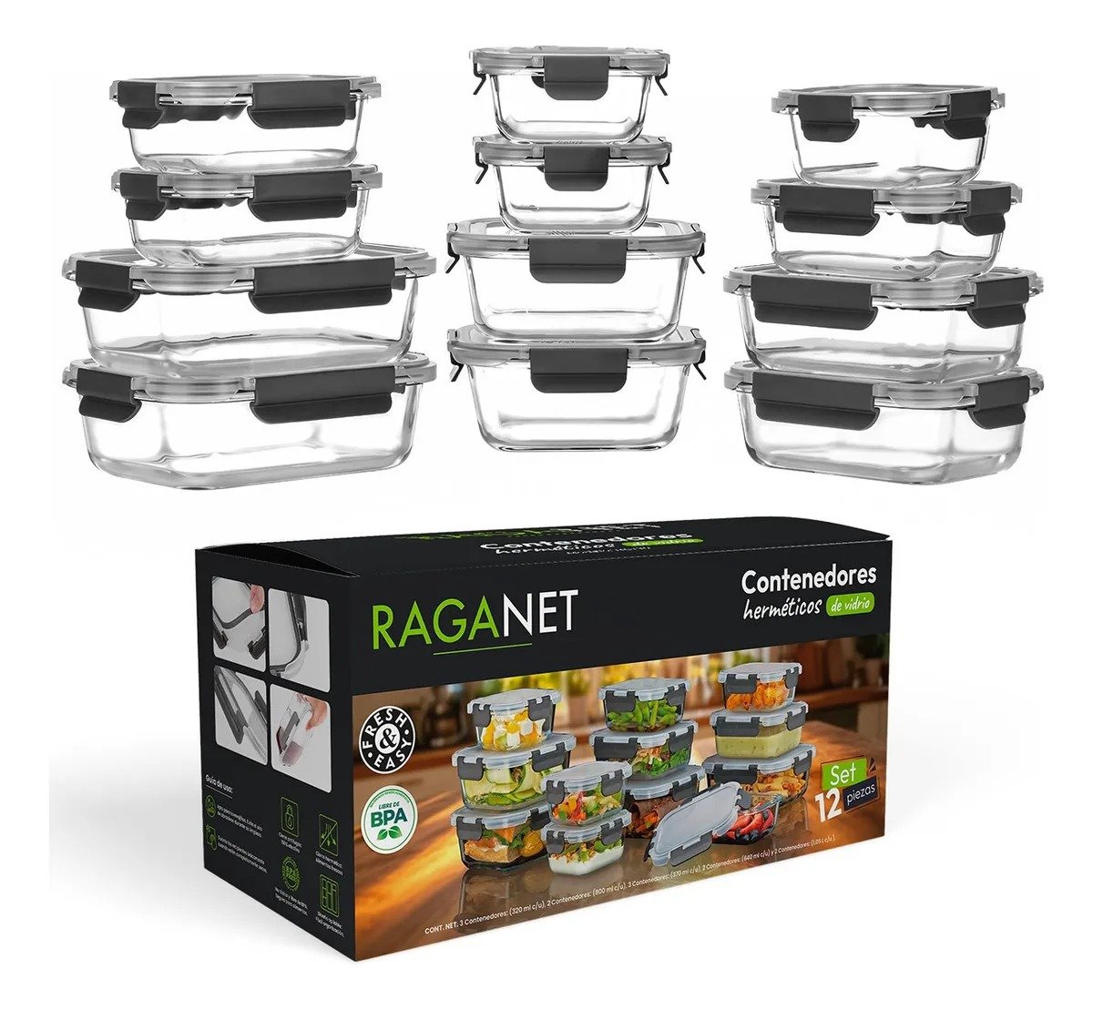 Recipientes Herméticos de Vidrio Raganet con 30% de DESCUENTO
