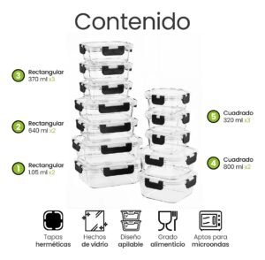 Home recipientes herméticos de vidrio raganet con 30% de descuento